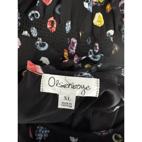 Olsenboye Gem Stone Diamond Chiffon Fit & Flare Mini Dress XL babydoll Sheer - Picture 5 of 7